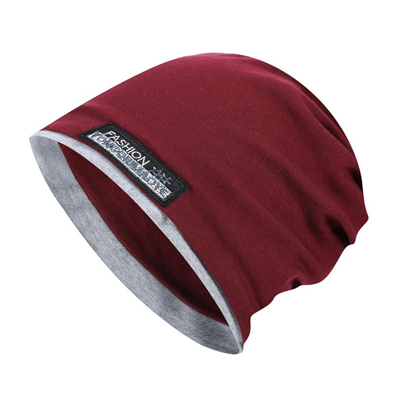 Gorro Unisex Estilo Coreano de Camada Dupla Largo - Outono/Inverno Cor Sólida com Etiqueta de Tecido