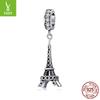 Colgante de Torre Hueca de Plata de Ley S925, Pulsera de Building Romántico Retro con Cuentas Bsc154
