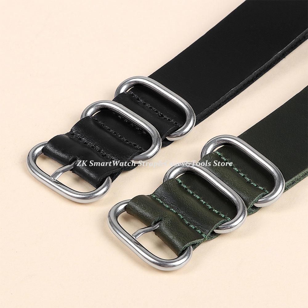 Vintage Leather Watch Bands 18mm 20mm 22mm Brown Handmade Cowhide Watch Straps with Ring Buckle for Men Women Watch Accessories