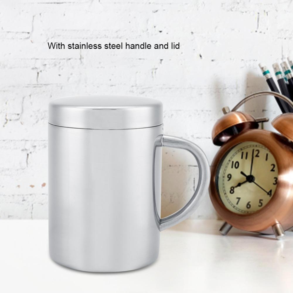 Rustless Steel Drinking Cup with Lid Beverage Container Easy To Wash Coffee Vessel  Coffee  Bar