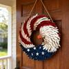 Eagle Flag Wreath Door Sign Patriotic Wooden Door Hanging Sign 4th of July Independence Day Veterans Day Door Hanger Decoration