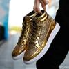 Moodsad kõrged moekingad Meeste kingad Läikivad Suur suurus personaalne kinga Kuldne Retro vabaajajalatsid Trendikad mitmekülgsed Meeste tossud Zapatos