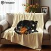 Pumpkin Black Kitten Soft Flannel Blanket Breathable Warm Throw for Office Car Sofa Kids Room Birthday Xmas Gift