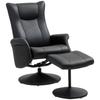 Executive Chair with Ottoman, Leather Look, Swivel, Adjustable Backrest, Up To 150 Kg, Black