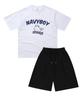 PAPERBOY [Set] Navy Boy Short Sleeve Half Pants Set-White