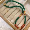 Emerald Chalcedony Splicing Crystal Jade Necklace Chinese Beaded Guochao Bracelet Jewelry Ethnic Style Sweater Chain Women