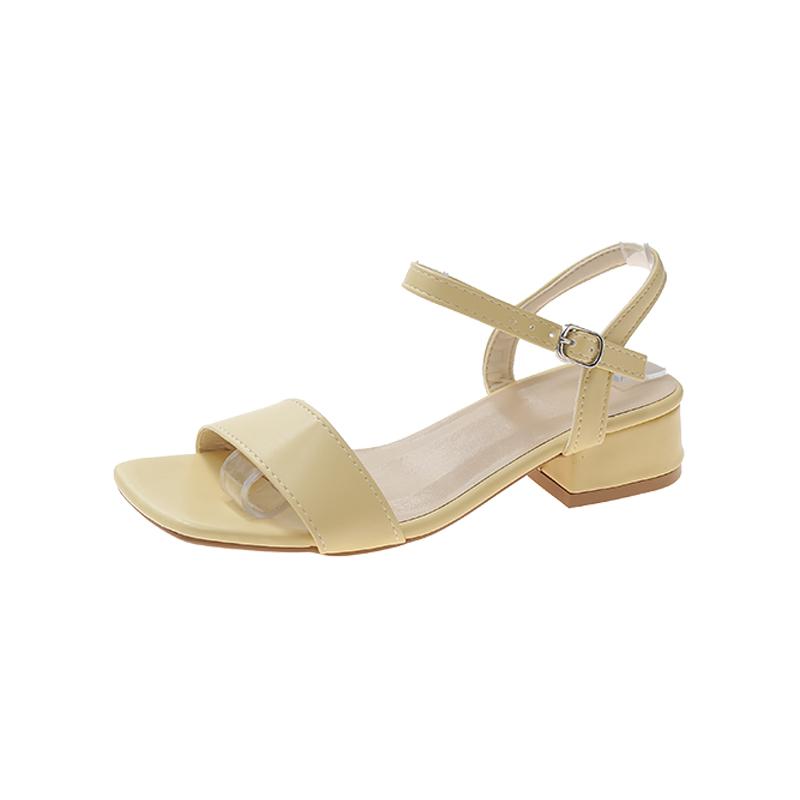 New Summer Square High Heels Women Sandal Fashion Buckle Strap Narrow Band Gladiator Shoes Square Toe Dress Shoes 35-43