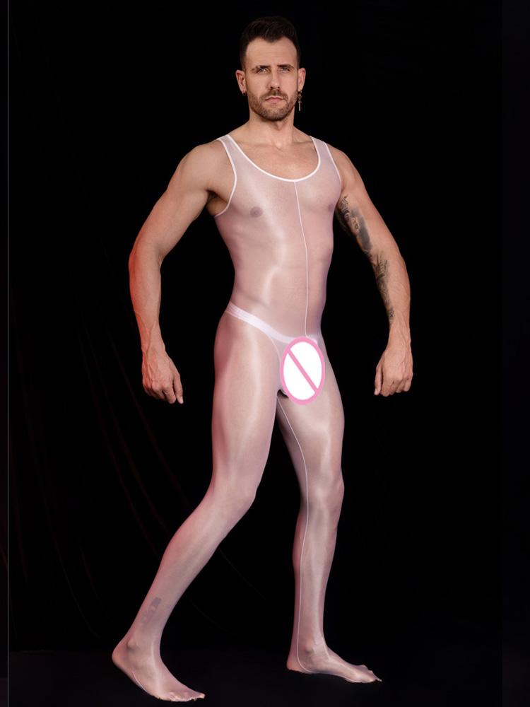 Unisex Weste Offener Schritt Body Öl Glänzend Schimmernd Dessous Durchsichtig Bandage Glatt Yoga Leggings Elastisch Formgebend Bodysuit