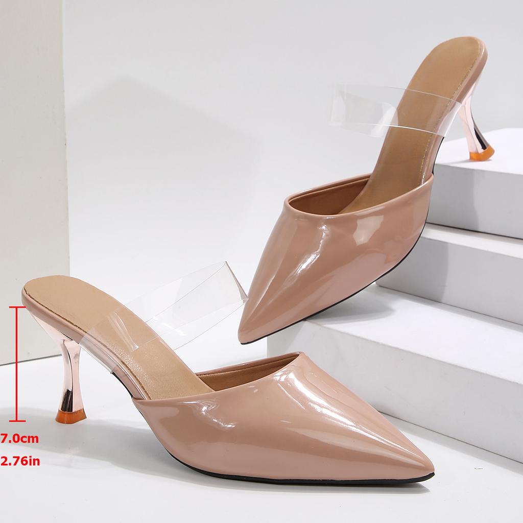 Fashion Pointed Toe Women Slippers High Heeled Sandals Designer Pvc Shoes Pumps 2025 Fashion Party Flip Flops Walking Luxury Woman Shoes