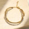 ZAKOL 3Pcs Gold Color Stainless Steel Stacked Bracelet Bangles for Women Geometric Five-Leaf Flower Zircon Inlaid Bracelet Gift