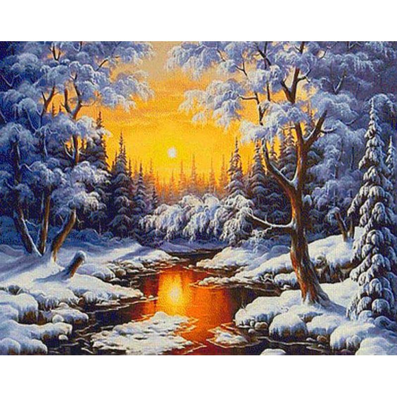 Winter Scenic DIY 5D Diamond Painting Full Round Drill Landscape Diamond Embroidery Cross Stitch Kits Wall Art Home Decor