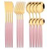 4People High Quality White Gold Dinnerware Set Stainless Steel Tableware Flatware Knife Fork Coffee Spoon Cutlery Western Kiechen Silverware