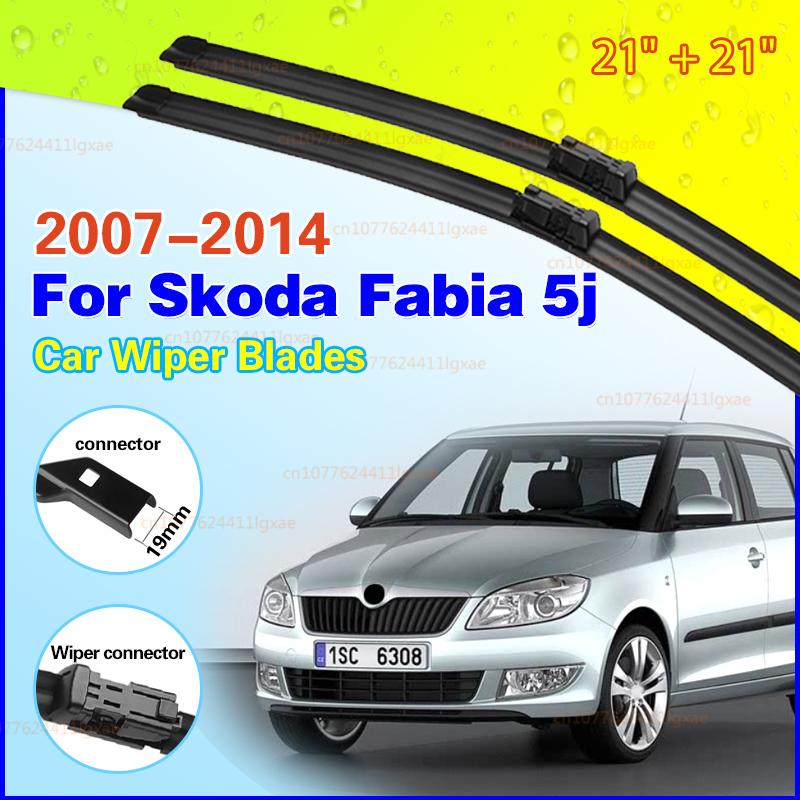 Palhetas Limpador de Para-brisa para Skoda Fabia 2 5j 2007~2014 Limpadores de Para-brisa Dianteiros Acessórios para Carro Adesivos 2008 2009 2010 2011 2012 2013