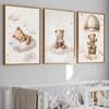 3pcs/set Bohemian Style Teddy Bear Animal Nursery Canvas Poster Stars Cloud Bears Wall Art Prints Modern Living Room Home Decor