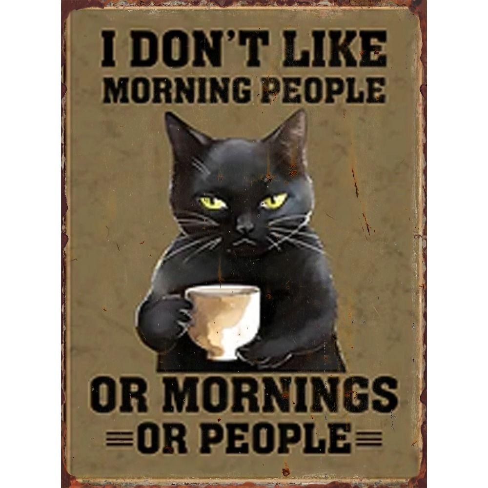 Retro Cat Coffee Metal Tin Sign Wall Decor Vintage Kitchen Art 20x30 Cm