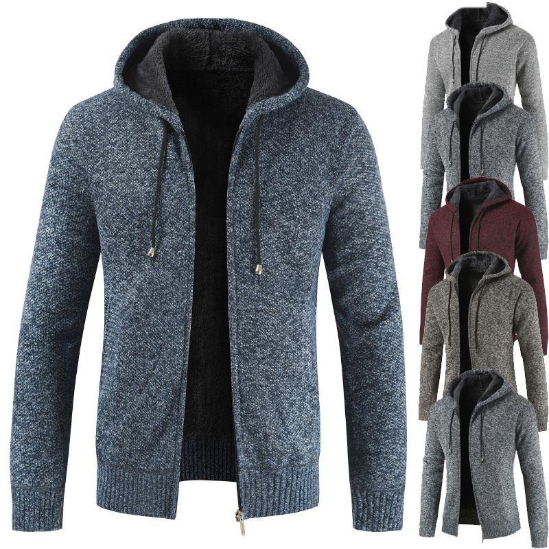 Warm And Cozy Men's Sweater Hoodie With Zipper Front And Soft Lined Pockets