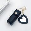 Keychain Lipstick Bag Love Mirror Protective Faux Leather Case Portable Keyring
