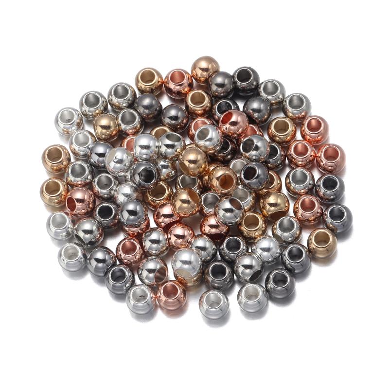 20-100Pcs 4 6 8 10 12mm CCB Round Beads Gold Color Big Hole Spacer Ball Beads For DIY Jewelry Bracelet Necklace Making Wholesale