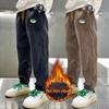 Trendy Boys' Corduroy Velvet-Lined Sweatpants, Ages 6-12 - Medium & Large Casual Sports Pants