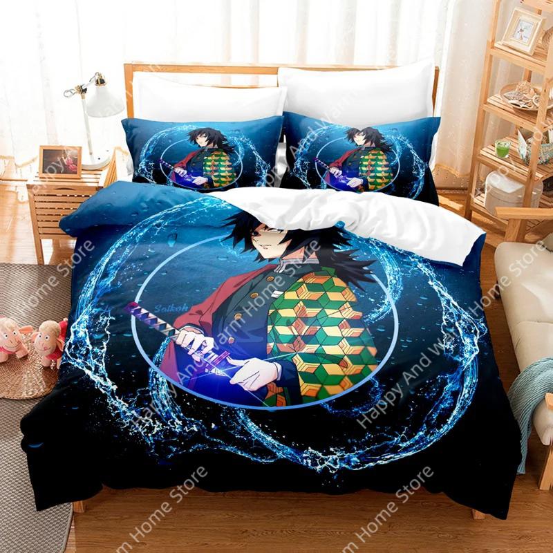 Demon Slayer 3D Beding Set Anime Soft Duvet Cover Pilowcases Single Twin Ful Quen King-Sized Dimensionsd Dimensions Home Decor Quilt Pilowcase Young