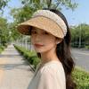 Handmade woven pearl empty hat, fashionable seaside vacation sun-protection hat, headband, summer sweet sun hat