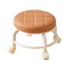 Low Rolling Stool with 360 Degrees Swivel Wheels Faux Leather Cushion Roller Seat
