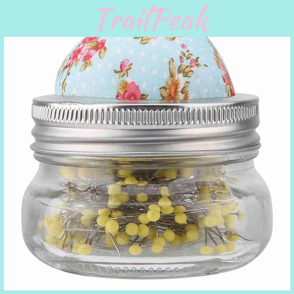 Glass Bottle Pin Sewing Cushion Round Pearl Large Headed Pins Holder Diy Sewing Kit