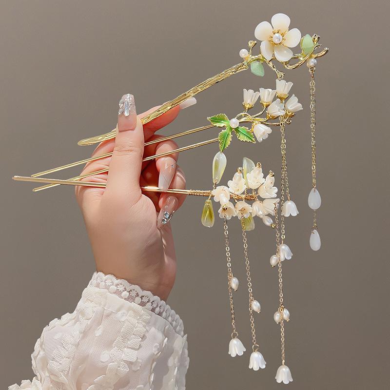 Retro Chinesischer Stil Quaste Haarspange für Frauen Haarstab Nadeln Blume Handgemacht Haarnadeln Charme Schmuck Accessoires Haarschmuck