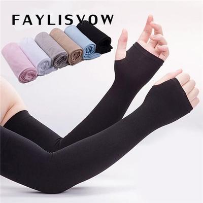 Long Gloves Scar Cover Arm Sleeves Ice Silk Sunscreen Arm Sleeves Sun UV Protection Arm Warmer Half Finger Sleeves