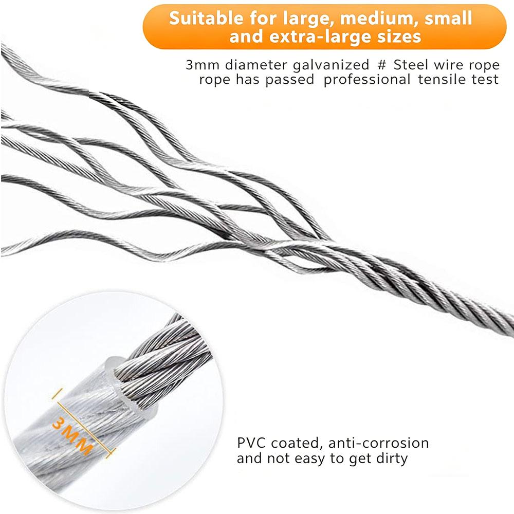 1/1/11M Stainless Double Steel Heavy-Duty Reflective Dog Tie-Out Cable Capacity with Swivel Snap Hooks - Ideal for Outdoor