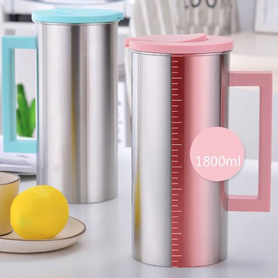 1.8L Juice Kettle Thickened Large Capacity Heat-resistant Stainless Steel Water Pitcher for Beverage