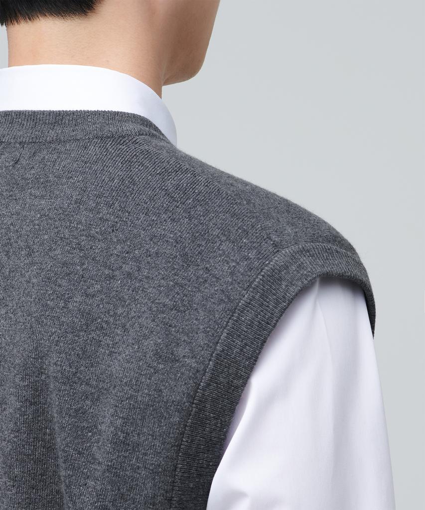 MUSINSA STANDARD Lambswool Crew Neck Knit Vest [Medium Grey]