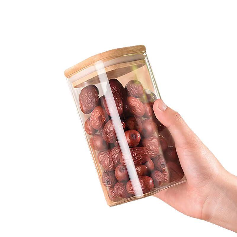 ZISIZ Glass Storage Jar with Bamboo Lid