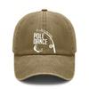 [Fishing Baseball Cap] Vintage Washed Unisex "POLE DANCE" Print Polyester Adjustable Curved Brim Hat, Casual Outdoor Sports Fisherman Daily Wear -