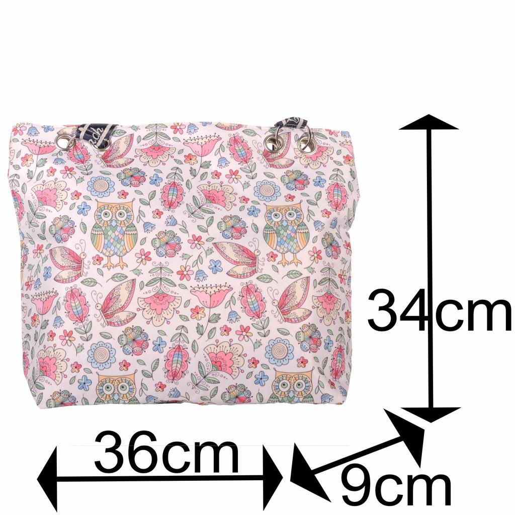 Beach Bag Owls Flowers Butterflies with Zipper