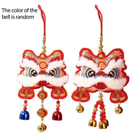 Yousheng Chinesischer Löwentanz Schmuck Traditioneller Segenssouvenir Hängeanhänger mit Glocken Glücksbringer für Frühlingsfest Neujahr