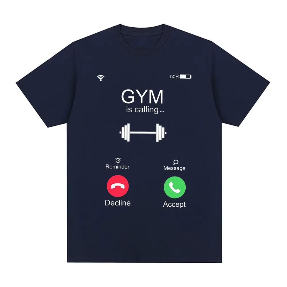 Call Gym Is Calling Funny T-Shirt Men's Women Fashion Casual T-shirt Cotton Loose Short Sleeve T Shirts Tops