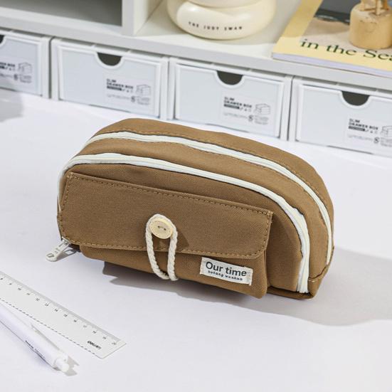 Retro Pencil Bag Multi-Compartment Canvas Pencil Case Large Capacity Pen Pouch Stationery Organizer for Students Boys Girls