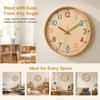 Silent Teaching Kids Wall Clock 12 Inch Quartz Wall Clock Modern Wooden Wall Clock  Dorm