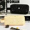 1pcs Bling Bling Star Pencil Bag Pen Case Simple Design Double Layer Storage Pouch with Handle for Stationery School