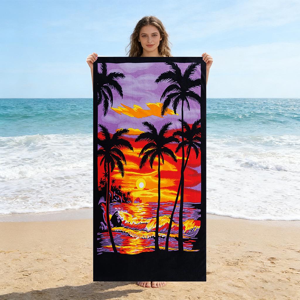 1pc Hawaiian Scenery Design Beach Towel Quick-drying Large Size Suitable for Beach Pool Summer Funny Gift for Friend Families
