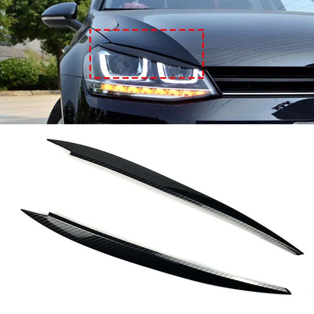 2 ST Bilstrålkastare Ögonbryn Ögonlocksskydd Trim ABS Kolfiber Iögonfallande För VW Golf 7 VII GTI GTD R MK7 2013-2017