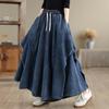 Autumn Winter Plus Size Women Jeans Long Pants Trousers Loose Wide Leg Pants Casual Denim Skirt Pants