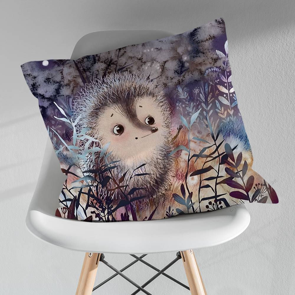 Retro Vintage Hedgehog Pillowcase for Sofa Room Office Decor Printing  Merchandise AllMatch Cushion Cover