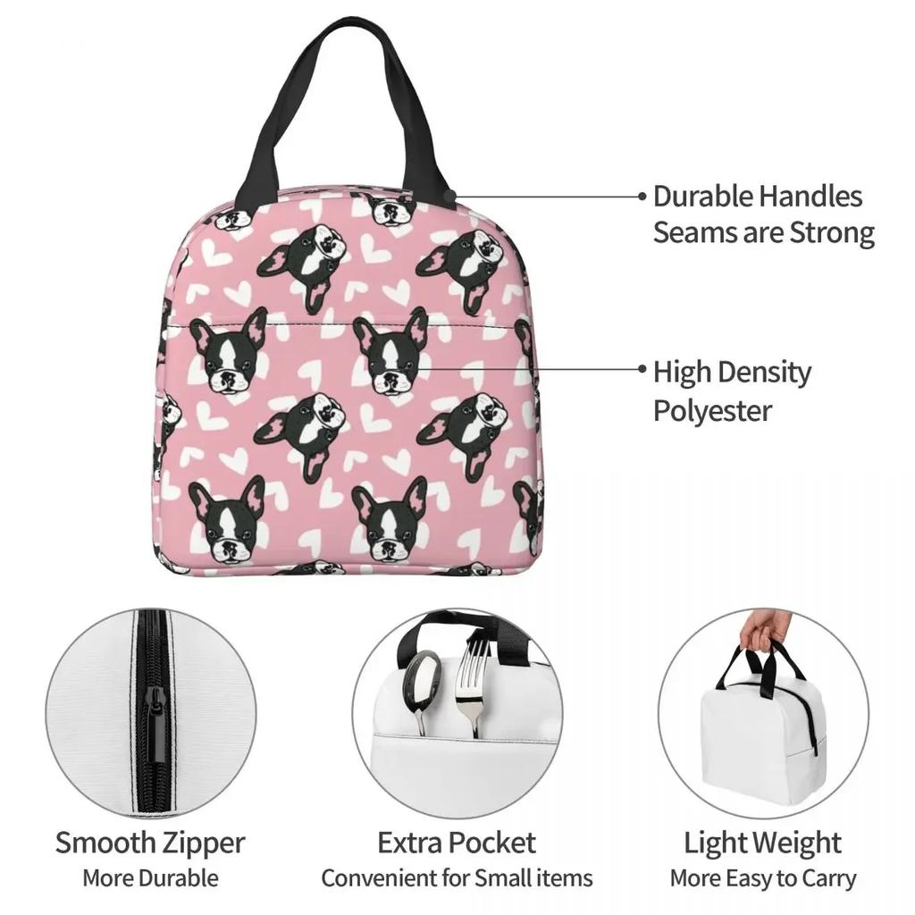 Lunchtaschen für Männer Frauen Bulldogge Hund Thermokühltasche Tragbar Schule Tier Oxford Lunchbox Handtaschen