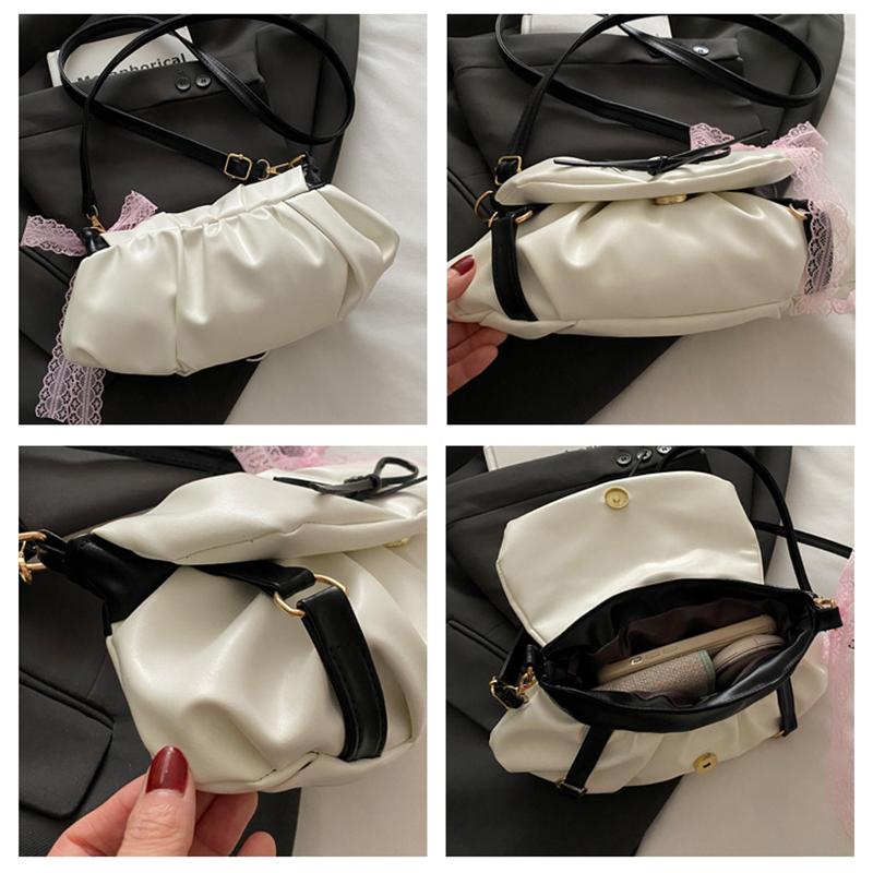 Y2K Sweet Ballerina Inspired Women's Crossbody Bag Fashion Soft Pink Bow Decor PU Leather Shoulder Bag for Commuting, Dating, Casual Outings KTB