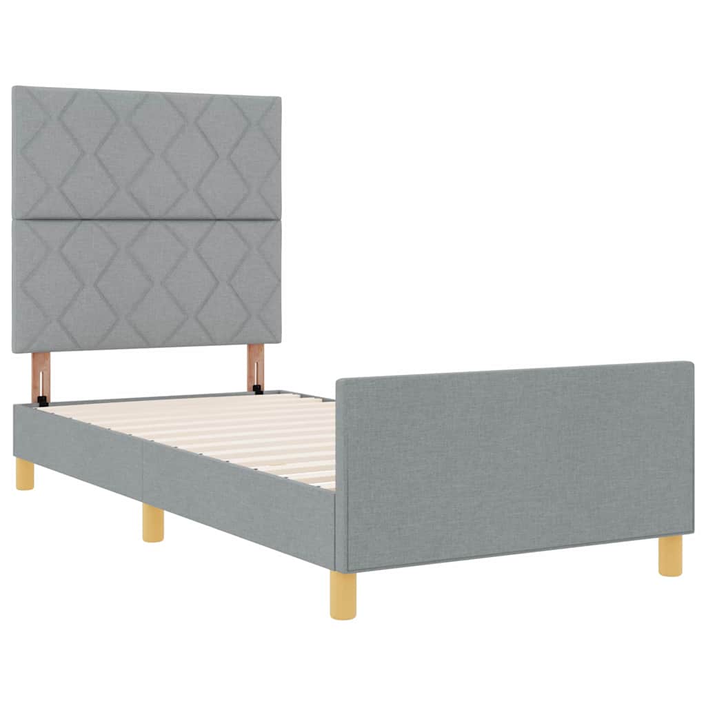 Bed Frame with Headboard Light Grey 100 X 200 Cm Fabric