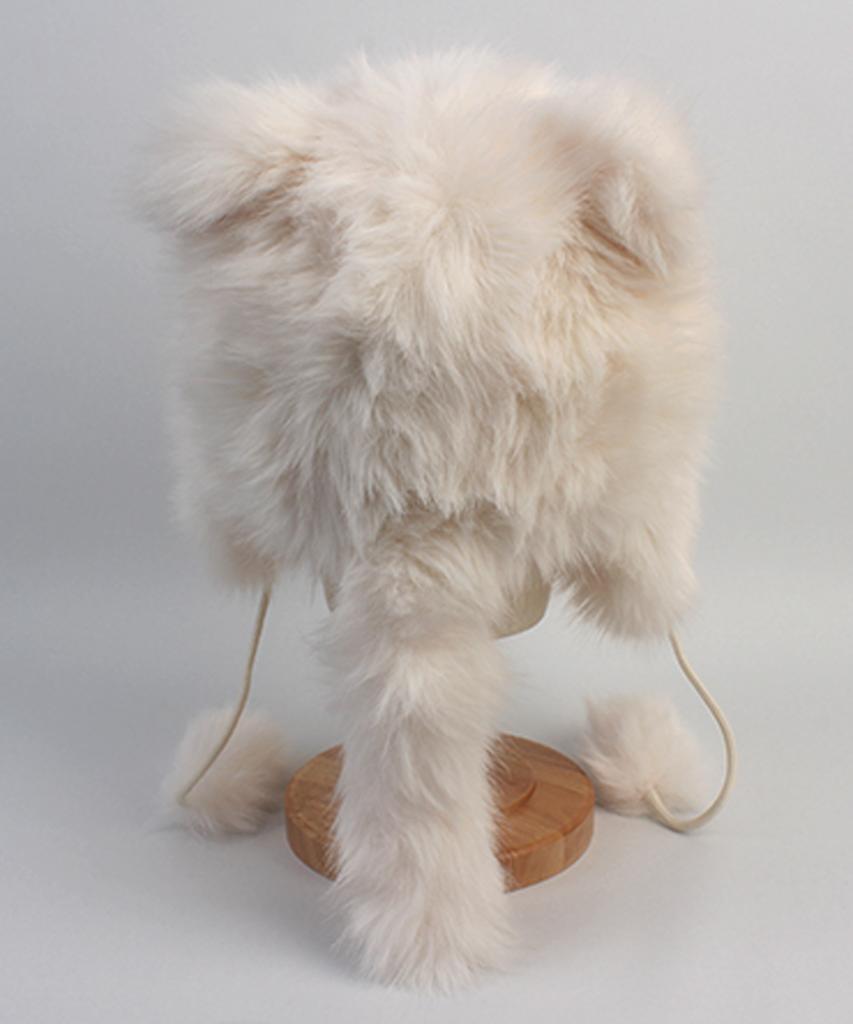 Yunibeosyeolkemiseuteuli Fox White Poly Fur Balaclava Fox Hat