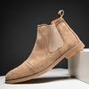 Botas Chelsea amarillas de moda baratas para hombre, botas de vestir cómodas y puntiagudas para hombre, zapatos de piel de ante para hombre, zapatos casuales para hombre