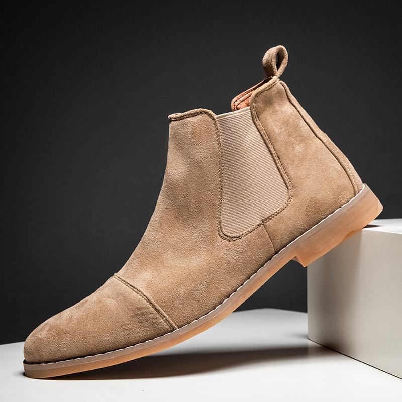 Mode Mode Bottes Chelsea Jaunes Homme Pointues Confortables Bottes Habillées Homme Slip On Pas Cher Chaussures en Daim pour Homme Zapatos Hombre Casual224